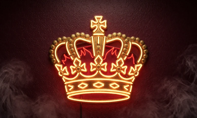 Goldene Neon-Krone als Symbol f&uuml;r die Pragmatic Play Online Slots bei Casina Casino